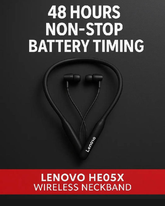 Lenovo HE05X Wireless Bluetooth Neckband Earphones - High Bass & Magnetic Sports Edition